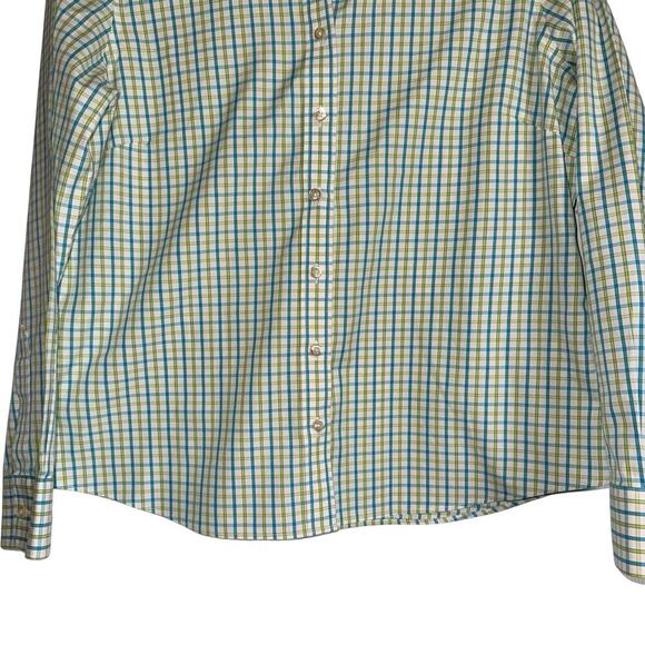 Lands End Sz 12P No Iron Pinpoint Oxford Shirt Plaid Office Preppy Casual - Picture 6 of 9